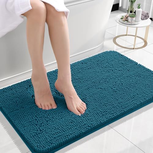 Rugava Bathroom Rugs 24x16, Extra Soft Absorbent Chenille Bath Rugs, Rubber Backing Quick Dry, Machine Washable Bath Mats for Bathroom Floor, Tub and Shower, Home Decor Accessories, Ochre