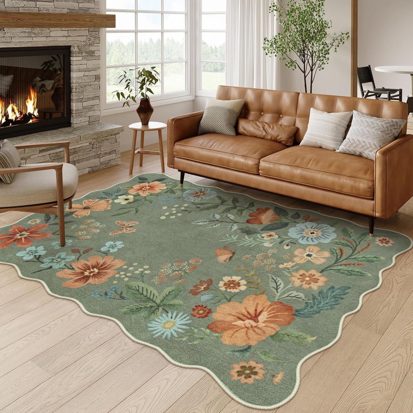 Rugava Vintage Floral Carpet Living Room Carpet Bedroom Bedside Rug Sofa Coffee Table Rug Hotel Machine washable Carpet Wholesale