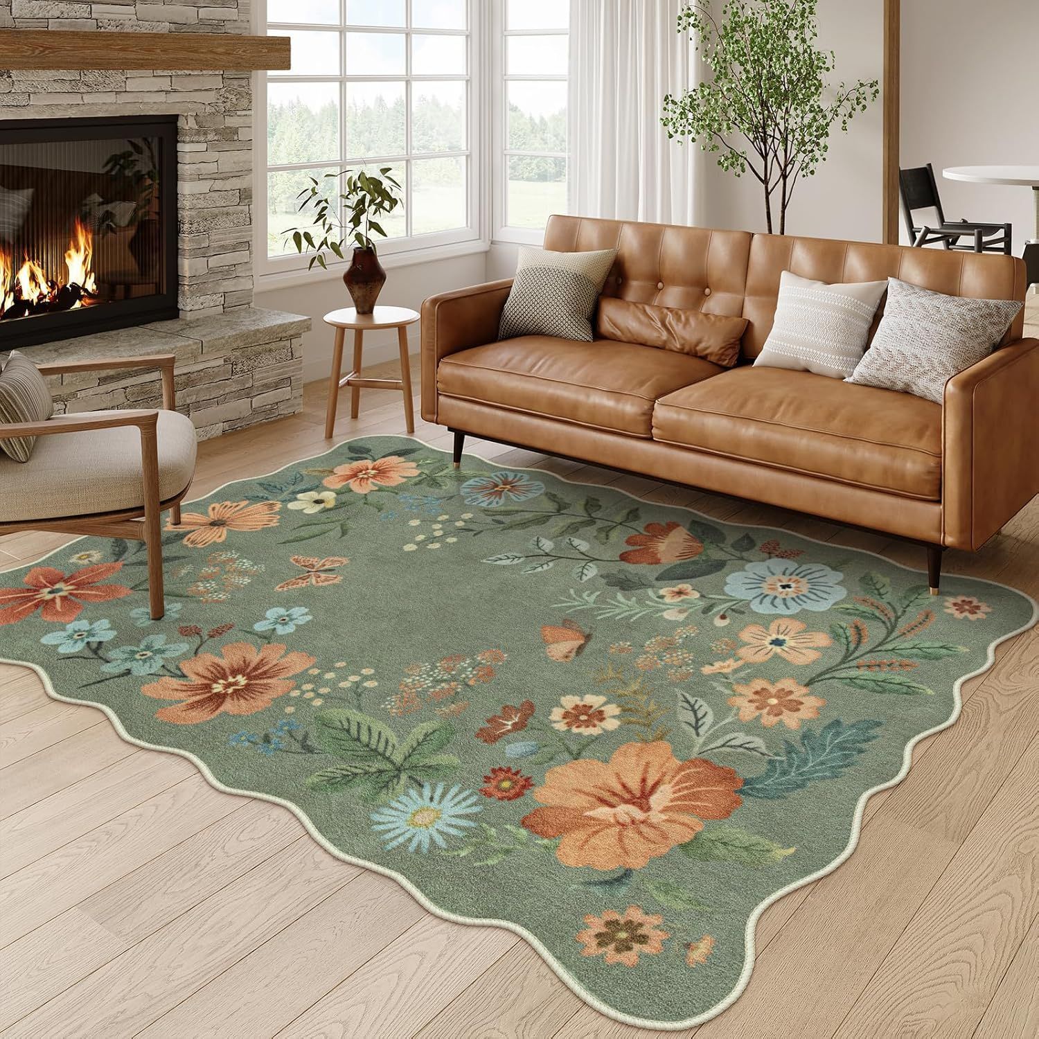 Rugava Vintage Floral Carpet Living Room Carpet Bedroom Bedside Rug Sofa Coffee Table Rug Hotel Machine washable Carpet Wholesale