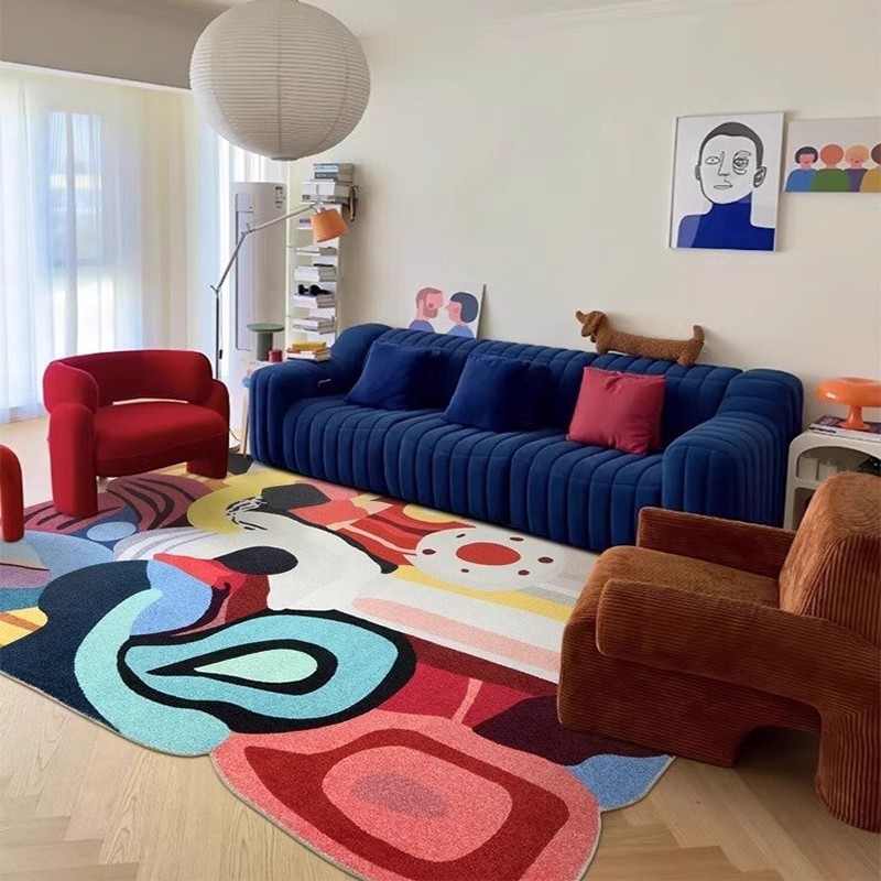 Dopamine Art Abstract Bedroom Living Room Carpet Bedside Rug Coffee Table Rug High-end Colorful Faux Cashmere Home Carpet