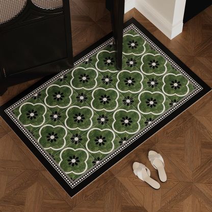 French Retro Leather Doormat Entrance Waterproof Oil-proof Non-slip Mat Outdoor Entryway Cuttable Washable Wipeable Floor Mat