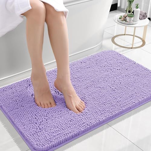 Rugava Bathroom Rugs 24x16, Extra Soft Absorbent Chenille Bath Rugs, Rubber Backing Quick Dry, Machine Washable Bath Mats for Bathroom Floor, Tub and Shower, Home Decor Accessories, Ochre