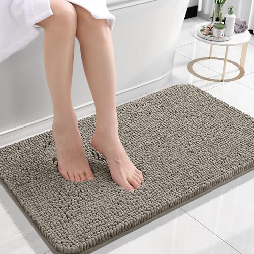 Rugava Bathroom Rugs 24x16, Extra Soft Absorbent Chenille Bath Rugs, Rubber Backing Quick Dry, Machine Washable Bath Mats for Bathroom Floor, Tub and Shower, Home Decor Accessories, Ochre