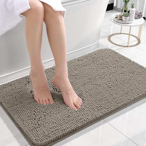 Rugava Bathroom Rugs 24x16, Extra Soft Absorbent Chenille Bath Rugs, Rubber Backing Quick Dry, Machine Washable Bath Mats for Bathroom Floor, Tub and Shower, Home Decor Accessories, Ochre