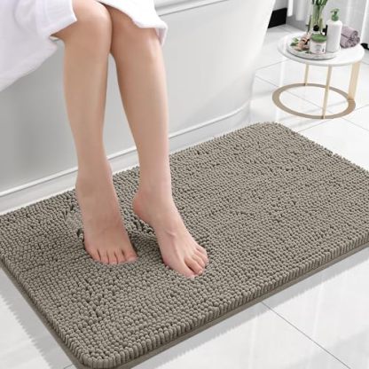 Rugava Bathroom Rugs 24x16, Extra Soft Absorbent Chenille Bath Rugs, Rubber Backing Quick Dry, Machine Washable Bath Mats for Bathroom Floor, Tub and Shower, Home Decor Accessories, Ochre