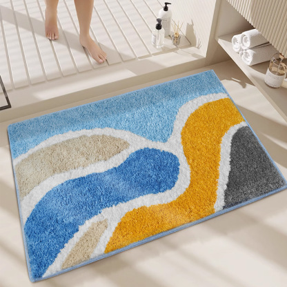 Cross-border Simple INS Style Flocked Absorbent Bathroom Mat Non-slip Quick-dry Customizable Bathroom Doorway Foot Mat Floor Mat