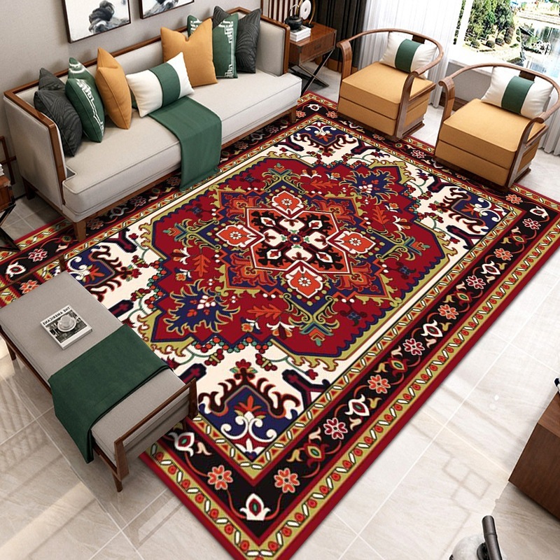 Turkish Ethnic Style Carpet Persian American Retro Living Room Sofa Coffee Table Carpet Home Bedroom Bedside Rug
