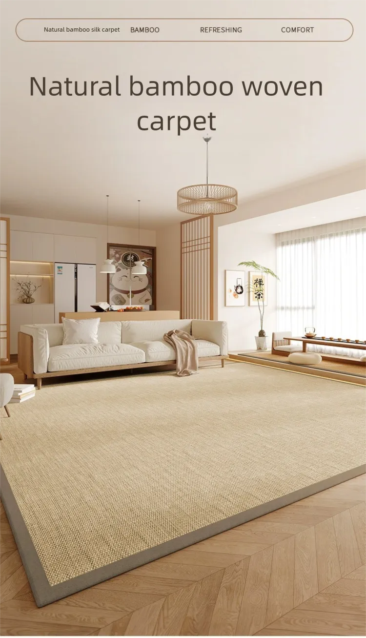 Rugava Artisan-Woven Cooling Bamboo Rug - Hexagon Pattern for Summer-Ready Homes
