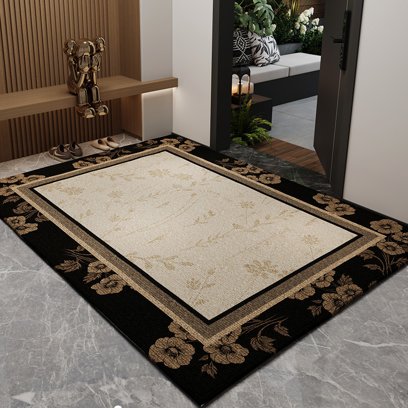 Light Luxury Retro Entryway Door Mat Home Non-Slip Door Mat Large Entrance Hallway Carpet Dirt-Resistant Foot Mat
