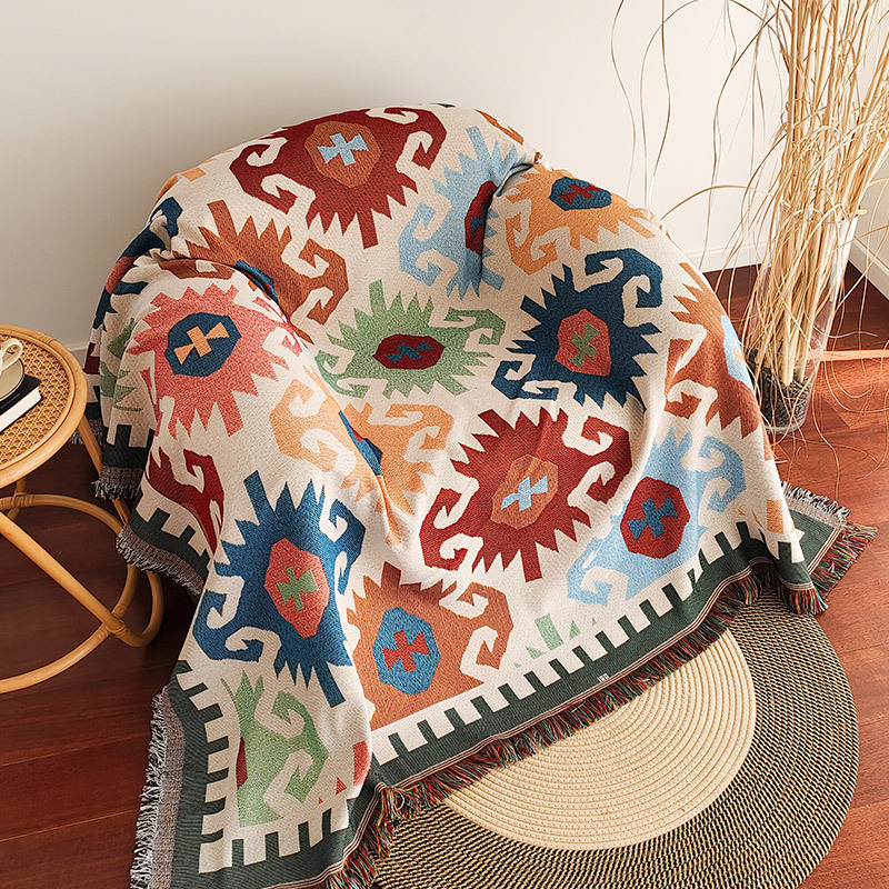 Sofa Throw Blanket Country Retro Pastoral Style Sofa Cover Chair Cover One-Piece Sofa Cushion