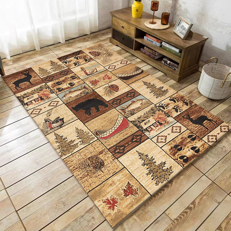 Rugava Vintage American Ethnic Style Home Living Room Sofa Coffee Table Bedroom Bedside Rug Balcony Non-Slip Rug