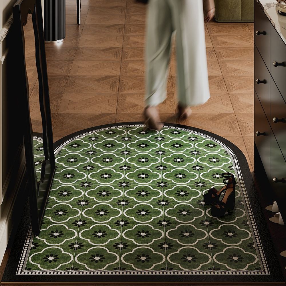 French Retro Leather Doormat Entrance Waterproof Oil-proof Non-slip Mat Outdoor Entryway Cuttable Washable Wipeable Floor Mat