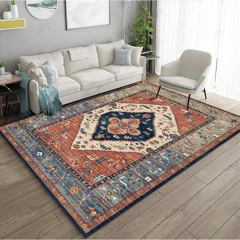 Turkish Ethnic Style Carpet Persian American Retro Living Room Sofa Coffee Table Carpet Home Bedroom Bedside Rug