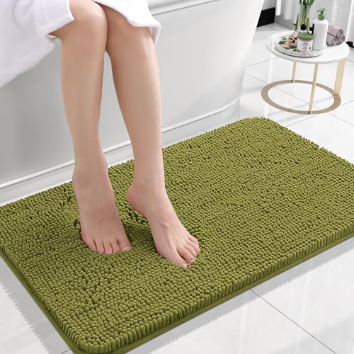 Rugava Bathroom Rugs 24x16, Extra Soft Absorbent Chenille Bath Rugs, Rubber Backing Quick Dry, Machine Washable Bath Mats for Bathroom Floor, Tub and Shower, Home Decor Accessories, Ochre