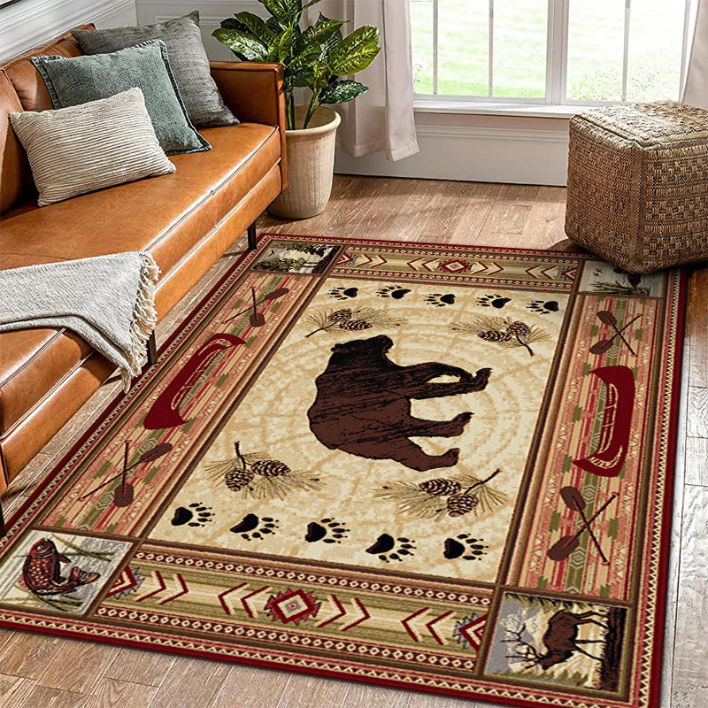 Rugava Vintage American Ethnic Style Home Living Room Sofa Coffee Table Bedroom Bedside Rug Balcony Non-Slip Rug