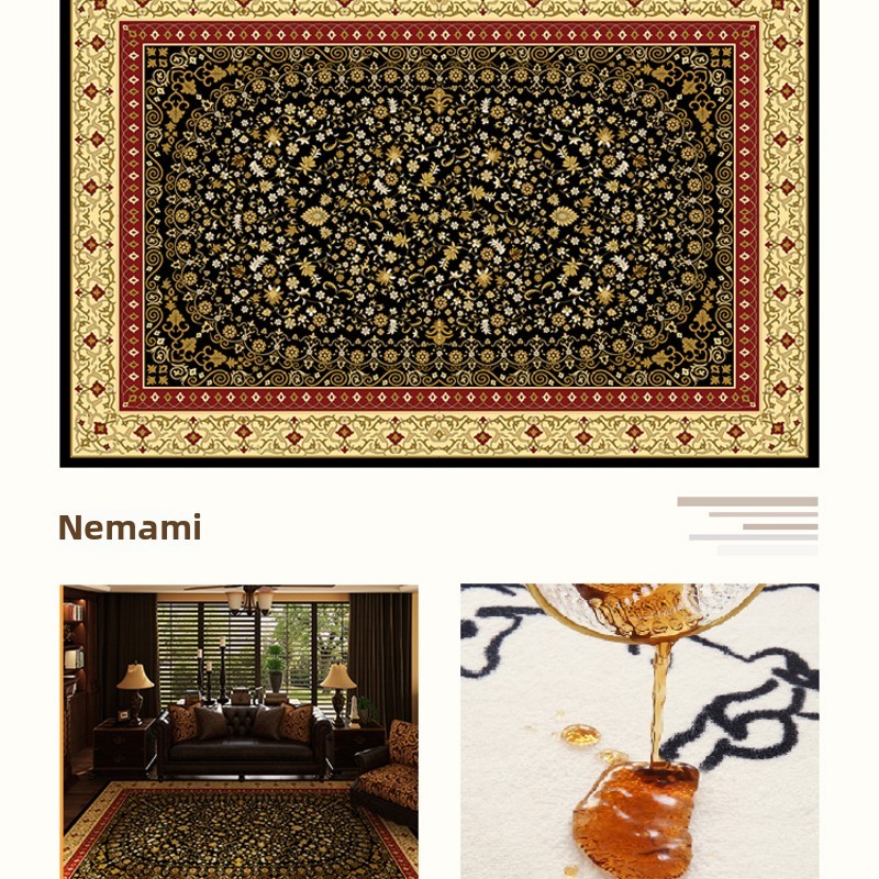 Moroccan Style High-End American Living Room Carpet Sofa Rug Winter Plush Luxurious Classical Thickened Coffee Table Rug