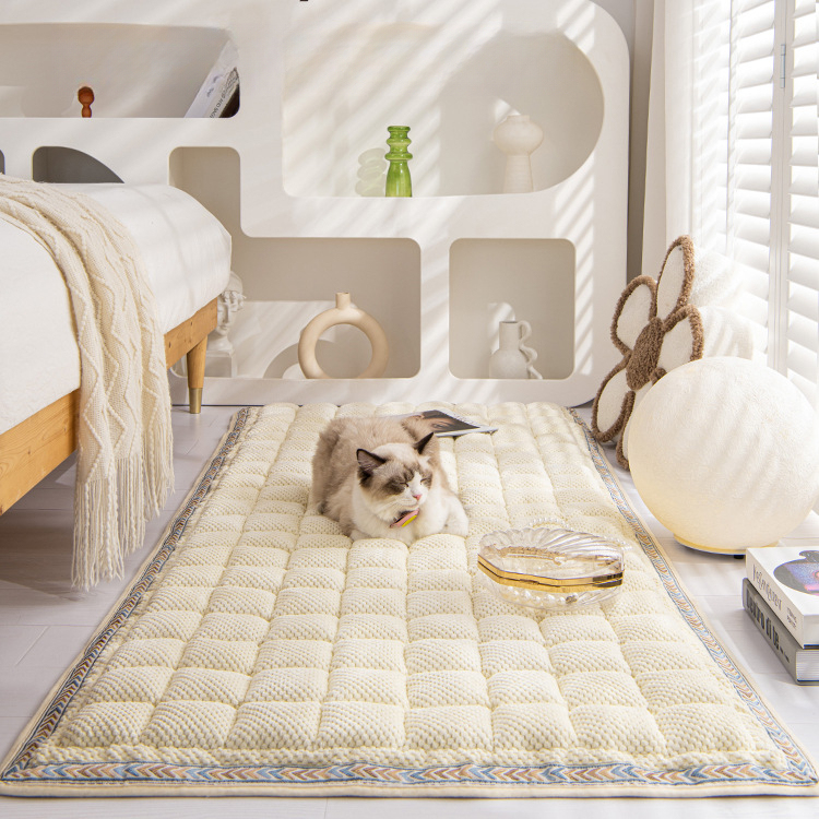 Solid Color Modern Minimalist Home Living Room Carpet Easy to Clean Machine Washable Pet Mat Full Coverage Bedside Rug