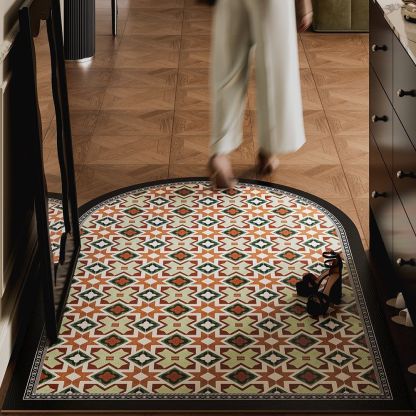 French Retro Leather Doormat Entrance Waterproof Oil-proof Non-slip Mat Outdoor Entryway Cuttable Washable Wipeable Floor Mat