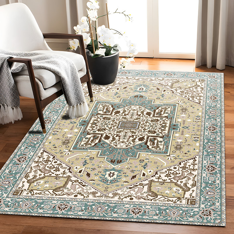 Foldable Washable Living Room Carpet TEMU Cross-border Amazon Manufacturer Wholesale Vintage American Style Non-slip Floor Mat