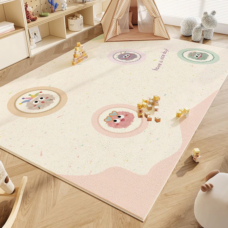 Rugava Cartoon Colorful Pom-Pom Carpet for Children's Room Baby Reading Area Entertainment Play Mat Bedroom Full Carpet