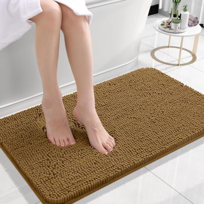 Rugava Bathroom Rugs 24x16, Extra Soft Absorbent Chenille Bath Rugs, Rubber Backing Quick Dry, Machine Washable Bath Mats for Bathroom Floor, Tub and Shower, Home Decor Accessories, Ochre