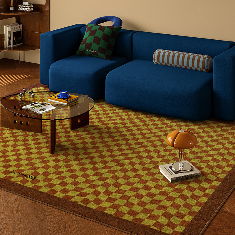 Carpet Stain Resistant Easy to Clean Mid-Century Style Non-Slip Stain Resistant Crystal Velvet Carpet for Home Living Room Coffee Table Wash-Free Carpet