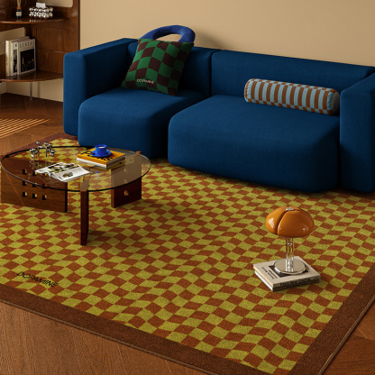 Carpet Stain Resistant Easy to Clean Mid-Century Style Non-Slip Stain Resistant Crystal Velvet Carpet for Home Living Room Coffee Table Wash-Free Carpet