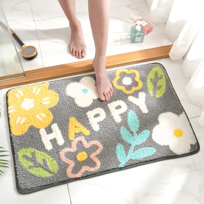 Dajiang Cross-Border INS Style Floral Bathroom Mat Strong Water Absorption Non-Slip Mat Flocked Home Bathroom Quick-Dry Foot Mat