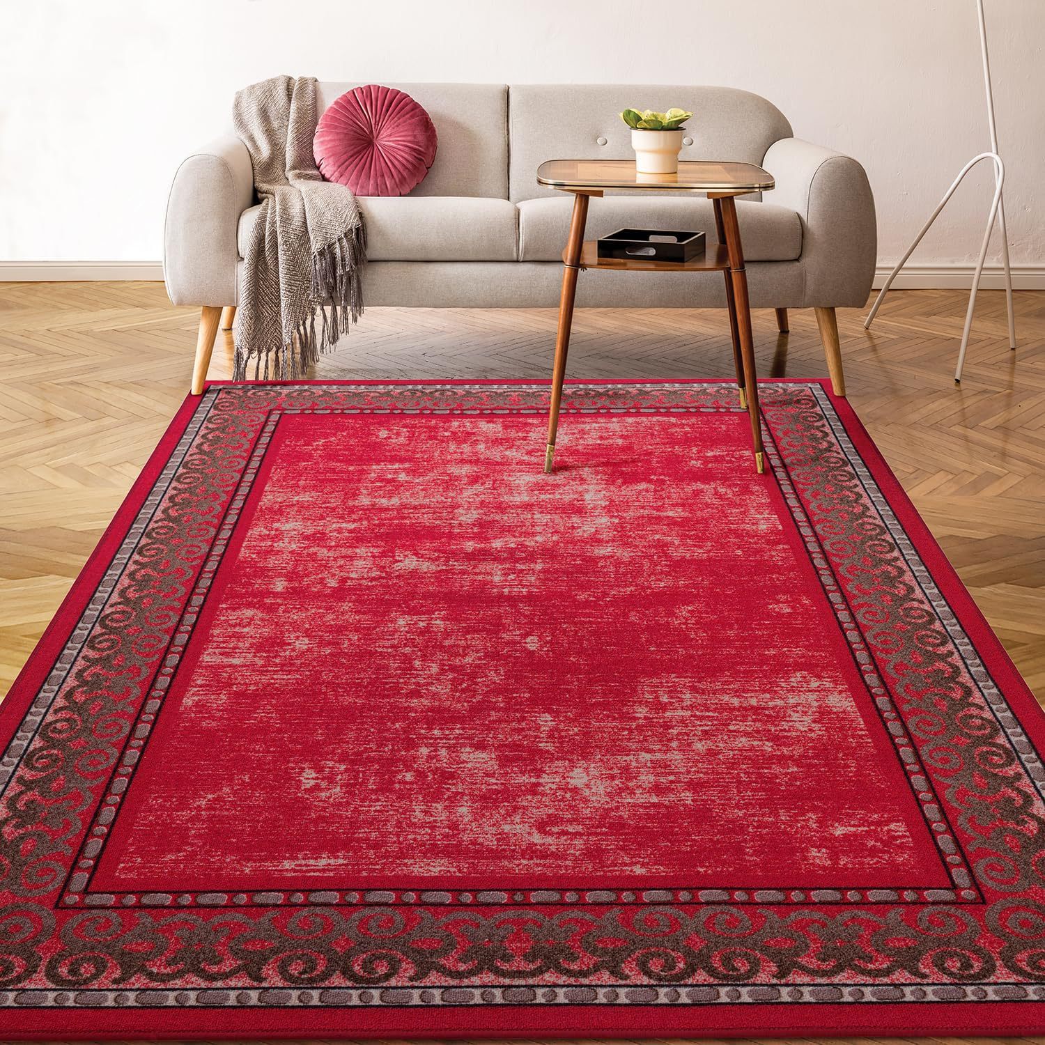 Light Luxury Printed Carpet for Living Room, Stain-Resistant Full Carpet for Bedroom, Ready Stock Decorative Carpet