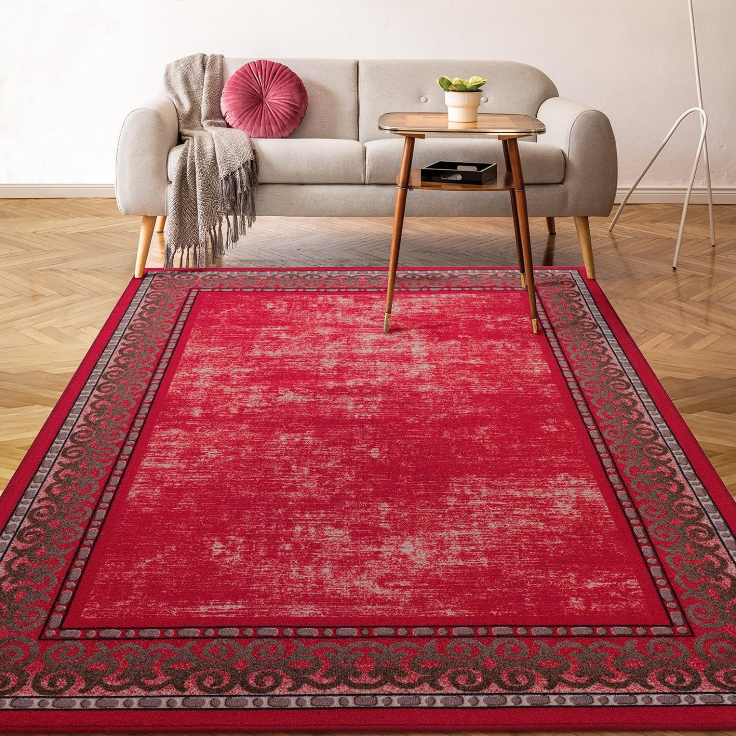 Light Luxury Printed Carpet for Living Room, Stain-Resistant Full Carpet for Bedroom, Ready Stock Decorative Carpet