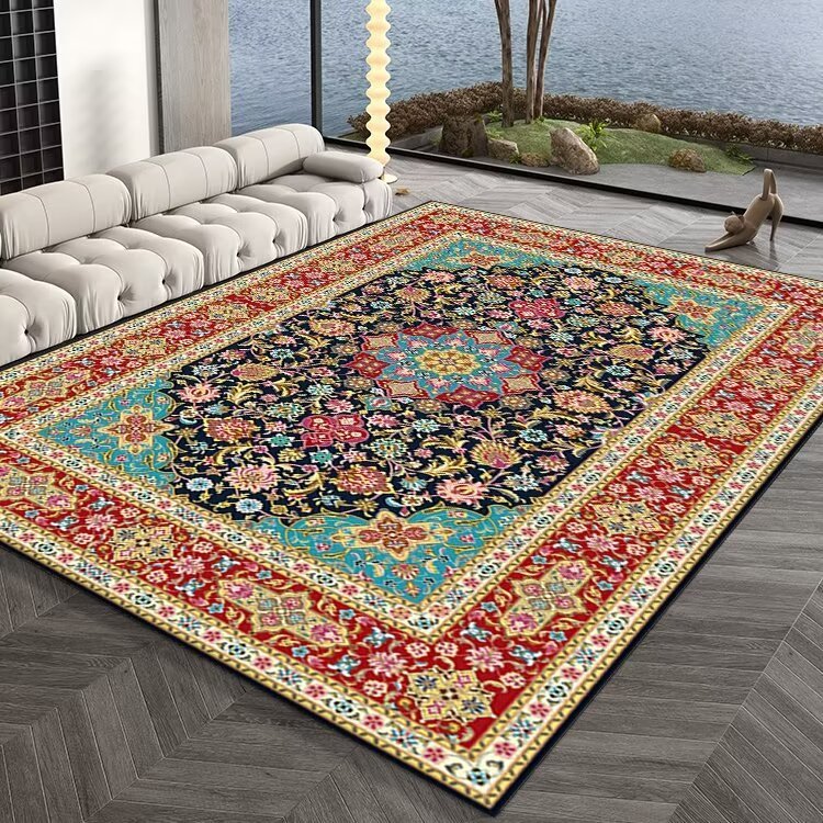 Turkish Ethnic Style Carpet Persian American Retro Living Room Sofa Coffee Table Carpet Home Bedroom Bedside Rug