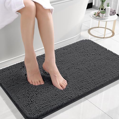 Rugava Bathroom Rugs 24x16, Extra Soft Absorbent Chenille Bath Rugs, Rubber Backing Quick Dry, Machine Washable Bath Mats for Bathroom Floor, Tub and Shower, Home Decor Accessories, Ochre