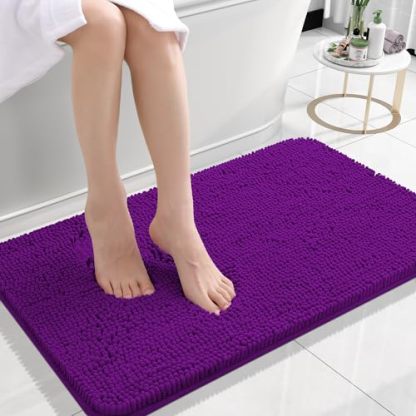 Rugava Bathroom Rugs 24x16, Extra Soft Absorbent Chenille Bath Rugs, Rubber Backing Quick Dry, Machine Washable Bath Mats for Bathroom Floor, Tub and Shower, Home Decor Accessories, Ochre