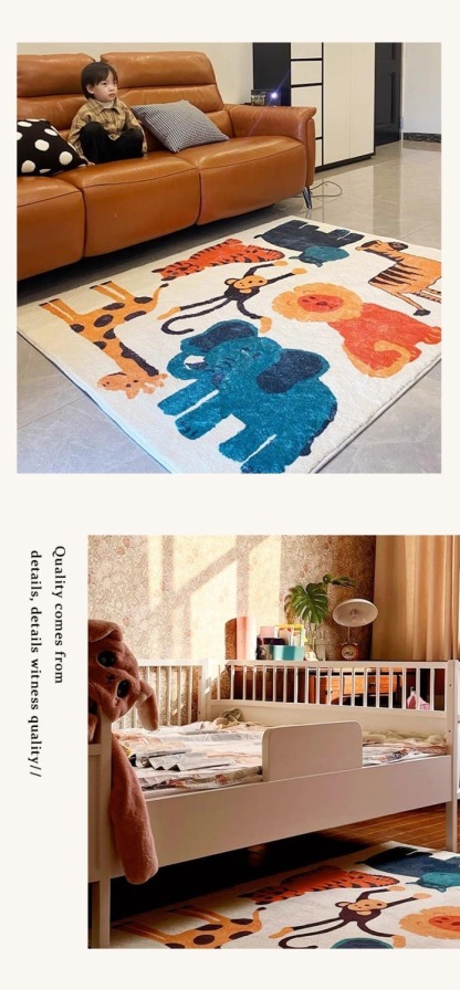 Imitation Cashmere Carpet for Living Room, Water Absorbent, Soft Sofa, Coffee Table Rug, Cartoon Cute, Stain Resistant, Large Area Bedroom Bedside Rug