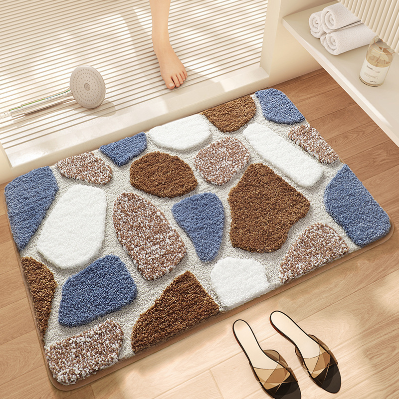 Dajiang Cross-Border INS Style Floral Bathroom Mat Strong Water Absorption Non-Slip Mat Flocked Home Bathroom Quick-Dry Foot Mat