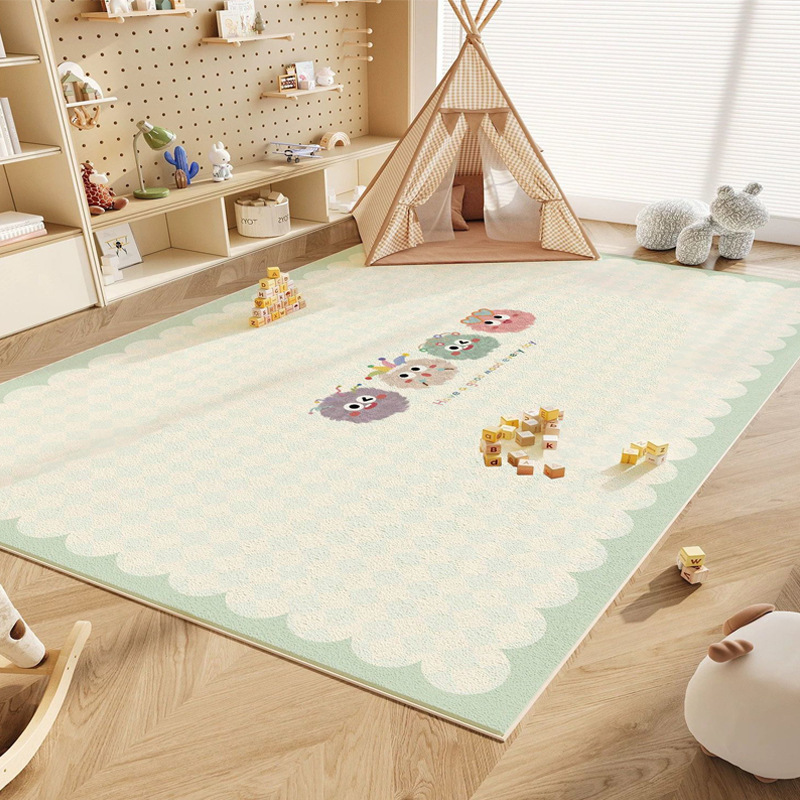 Rugava Cartoon Colorful Pom-Pom Carpet for Children's Room Baby Reading Area Entertainment Play Mat Bedroom Full Carpet