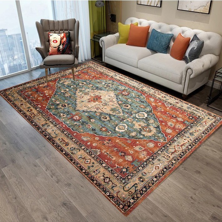 Turkish Ethnic Style Carpet Persian American Retro Living Room Sofa Coffee Table Carpet Home Bedroom Bedside Rug