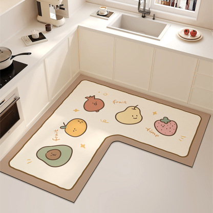 New Diatomaceous Earth Kitchen Mat Cartoon Water Absorbent Oil Absorbent Non-Slip Dirt-Resistant Household Wear-Resistant Cuttable Mat