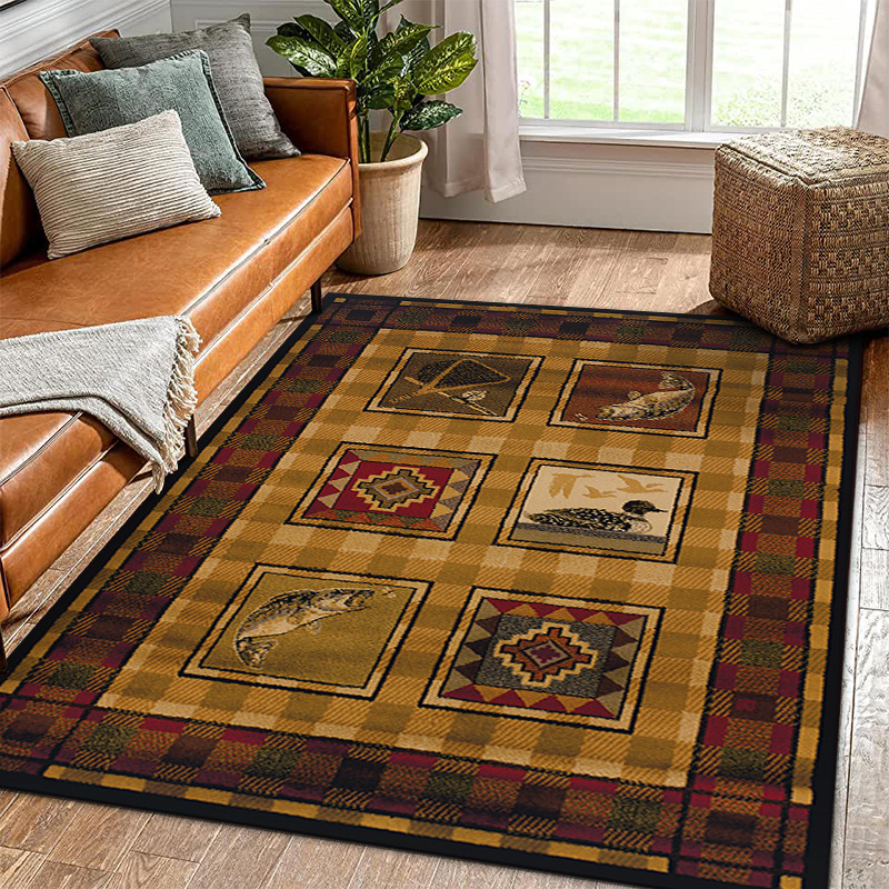 Rugava Vintage American Ethnic Style Home Living Room Sofa Coffee Table Bedroom Bedside Rug Balcony Non-Slip Rug