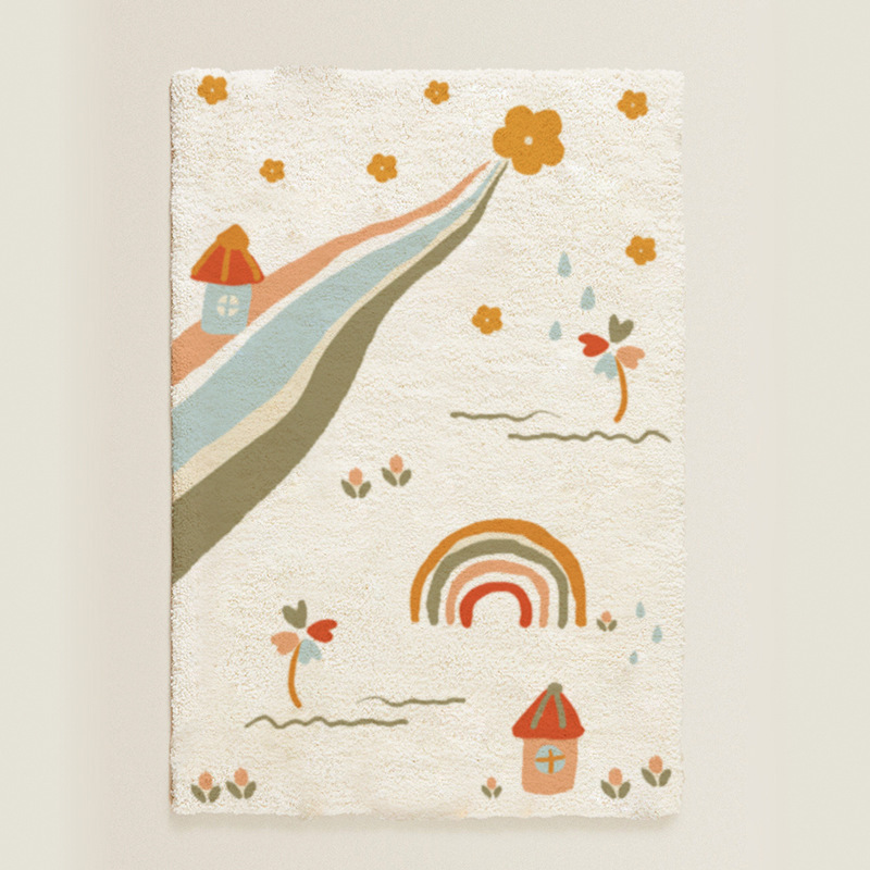 Cartoon Cute Bedroom Bedside Rug Home Living Room Carpet Room Anti-Fall Game Crawling Soft Faux Cashmere Carpet