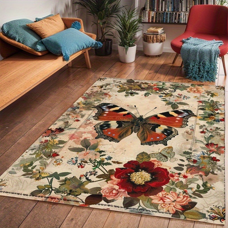 Nordic Retro Living Room Carpet American Style Home Non-Slip Sofa Coffee Table Rug Bedroom Stain-Resistant Bedside Rug