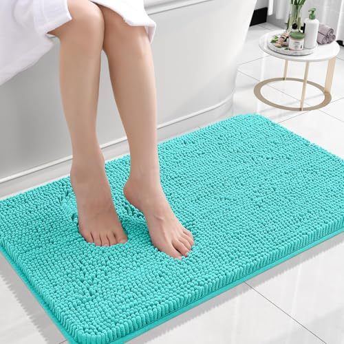 Rugava Bathroom Rugs 24x16, Extra Soft Absorbent Chenille Bath Rugs, Rubber Backing Quick Dry, Machine Washable Bath Mats for Bathroom Floor, Tub and Shower, Home Decor Accessories, Ochre