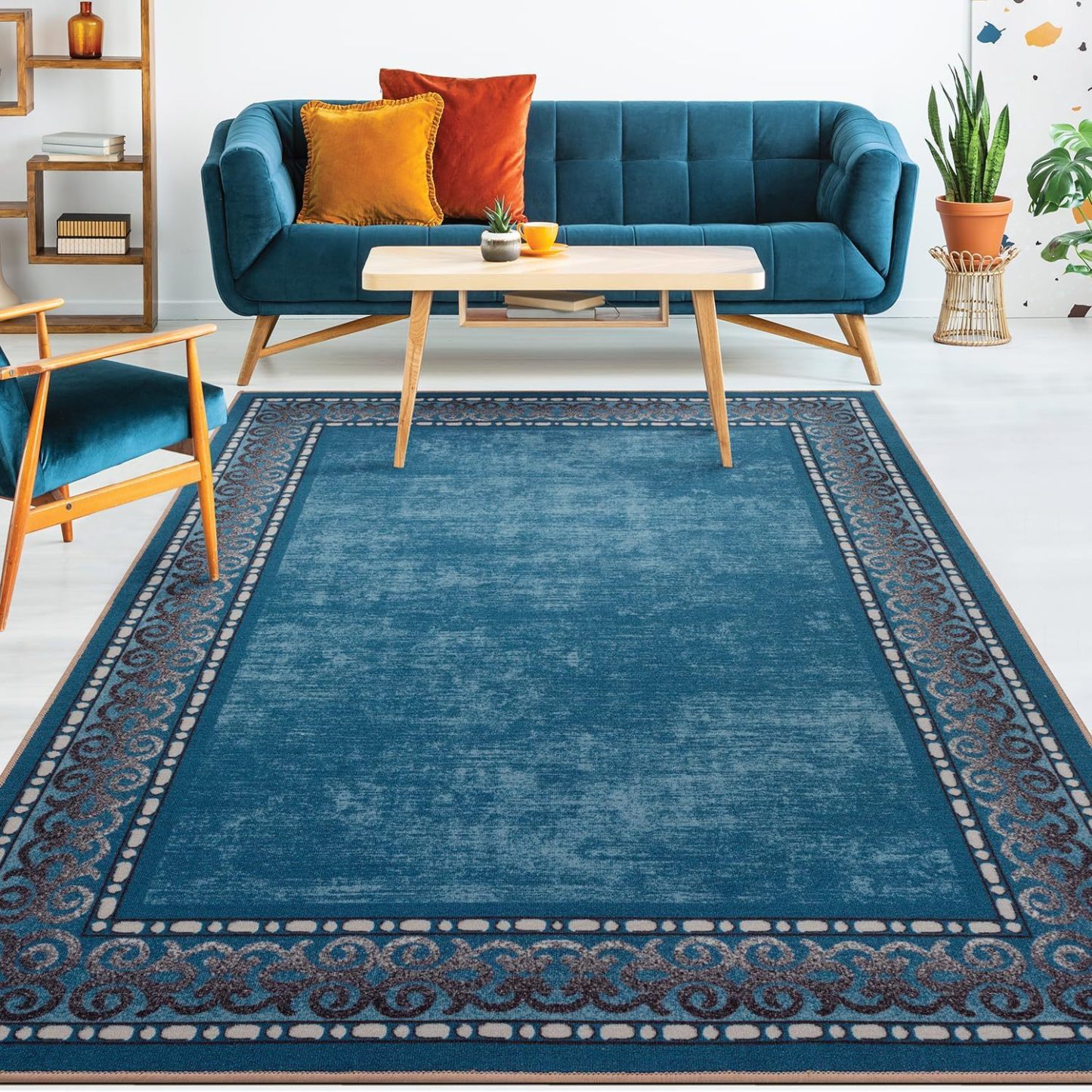 Light Luxury Printed Carpet for Living Room, Stain-Resistant Full Carpet for Bedroom, Ready Stock Decorative Carpet