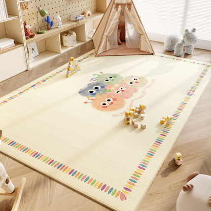 Rugava Cartoon Colorful Pom-Pom Carpet for Children's Room Baby Reading Area Entertainment Play Mat Bedroom Full Carpet