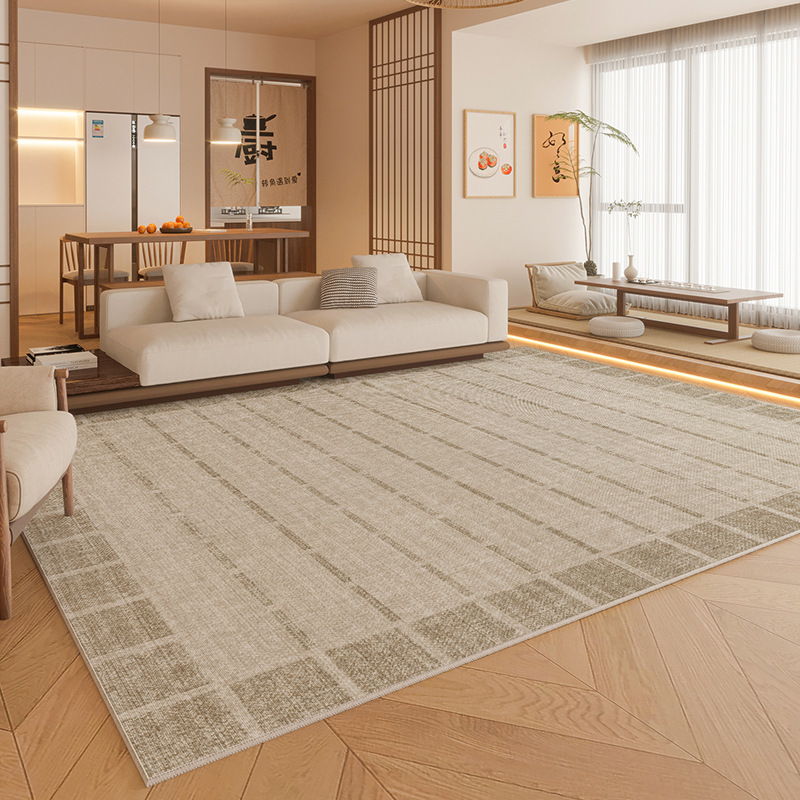 Solid Color Carpet for Living Room, Stain Resistant, Easy to Clean, No Washing Needed, Light Luxury Plain Color, Standard for Large Homes, Sofa Rug, Bedroom Floor Mat