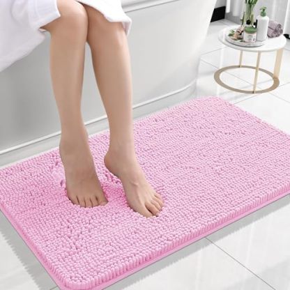Rugava Bathroom Rugs 24x16, Extra Soft Absorbent Chenille Bath Rugs, Rubber Backing Quick Dry, Machine Washable Bath Mats for Bathroom Floor, Tub and Shower, Home Decor Accessories, Ochre