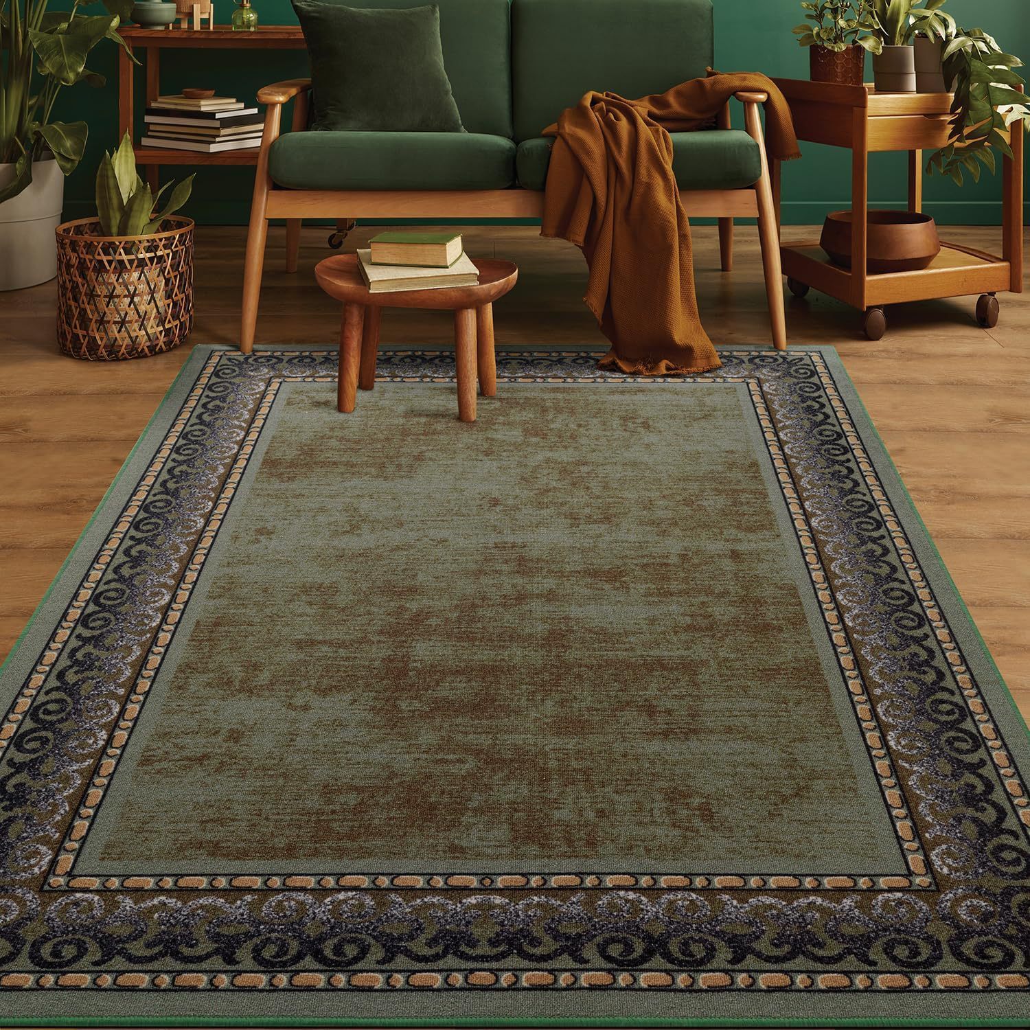 Light Luxury Printed Carpet for Living Room, Stain-Resistant Full Carpet for Bedroom, Ready Stock Decorative Carpet