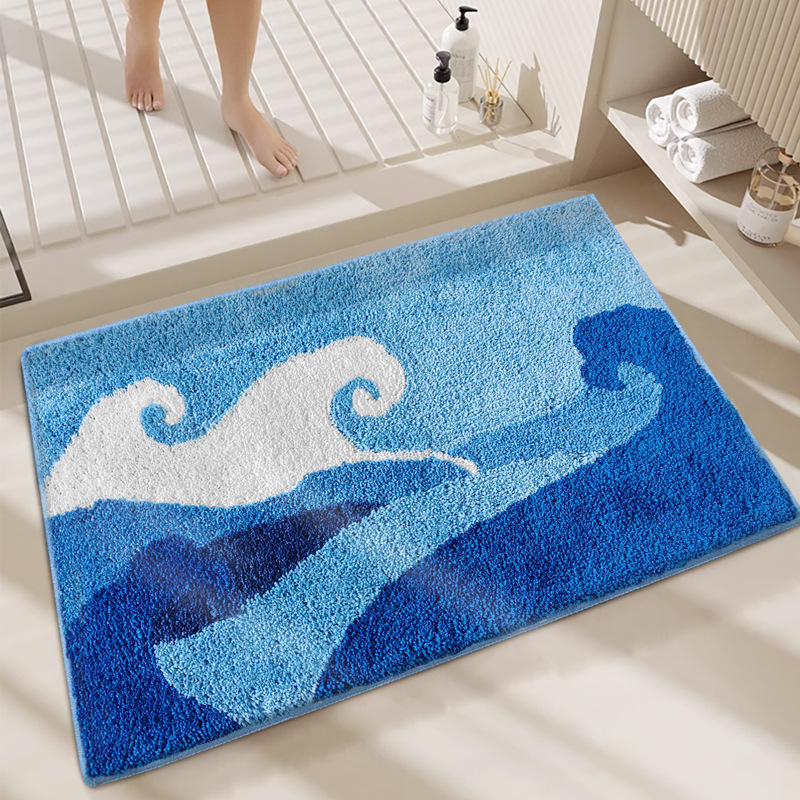 Cross-border Simple INS Style Flocked Absorbent Bathroom Mat Non-slip Quick-dry Customizable Bathroom Doorway Foot Mat Floor Mat