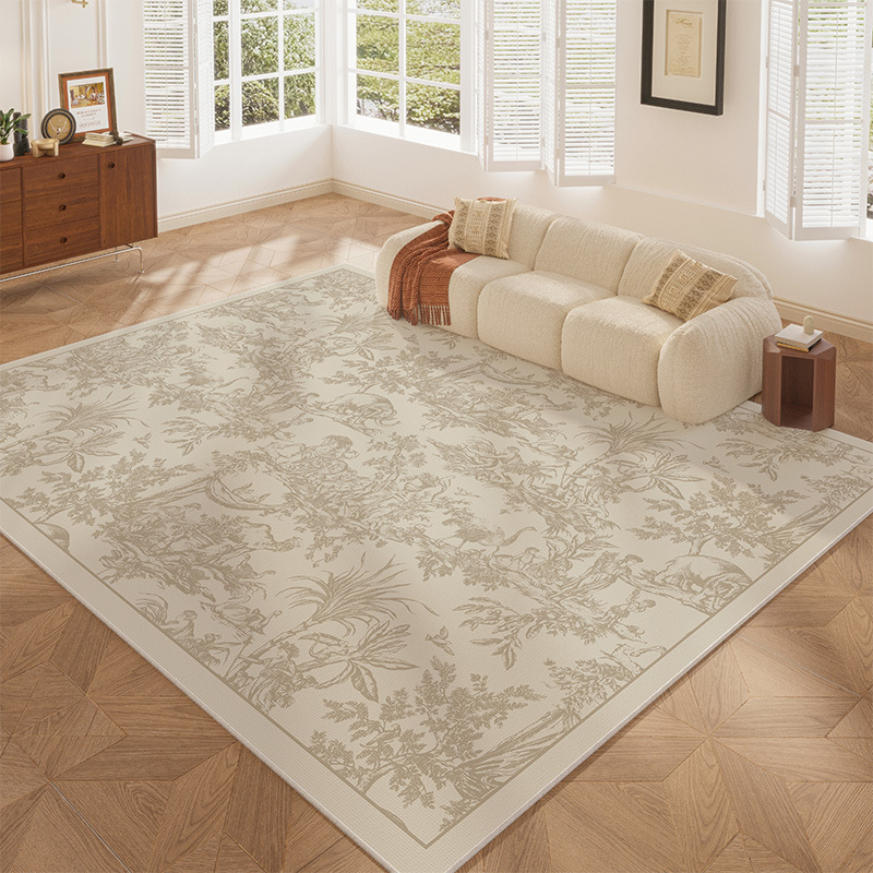 French Style Carpet for Living Room, Stain Resistant and Easy to Clean, Full Loop Pile for Bedroom, Waterproof Carpet for Home Use, Suitable for Coffee Table and Sofa, Large Area