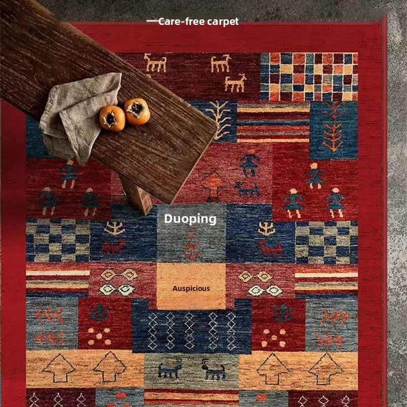 Rugava Bohemian Style Living Room Carpet Retro High-end Bedroom Bedside Full Coverage Rug Large Area Decoration